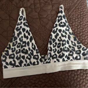 Pact Leopard Print Bralette - Black and Cream